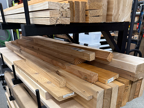 Grizzly Mobile Lumber Cart Loaded with Wood Boards Thumbnail