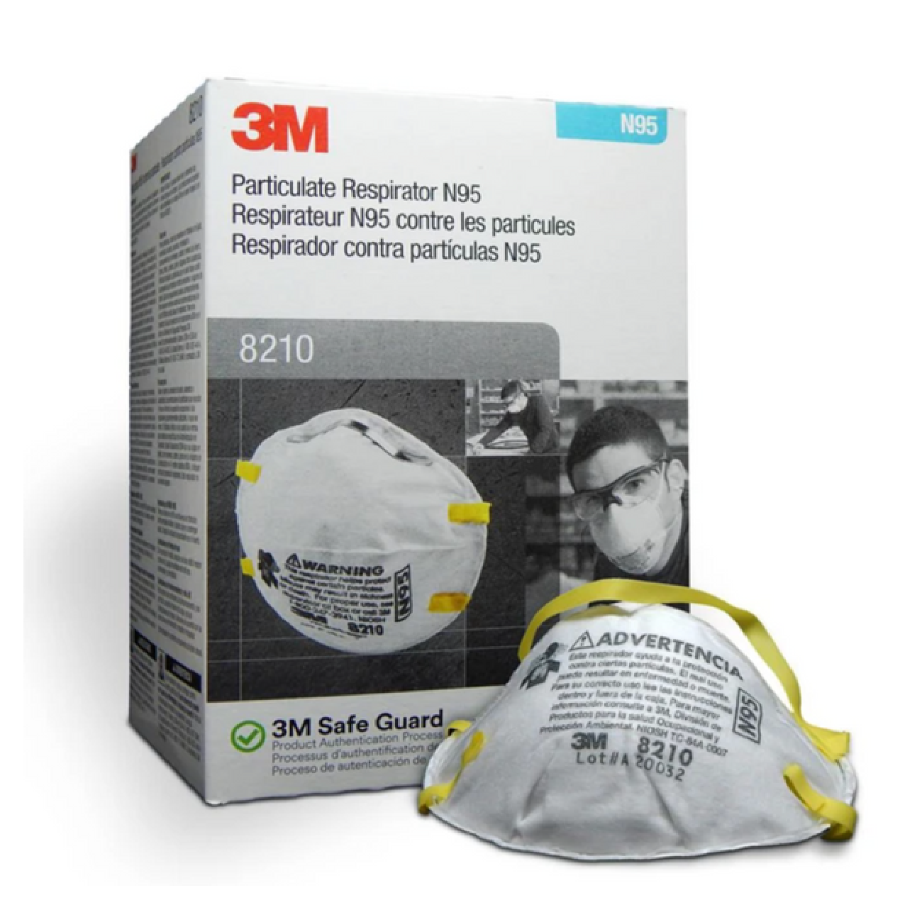 3M N95 Particulate Respirator 8210, 20PC/Box