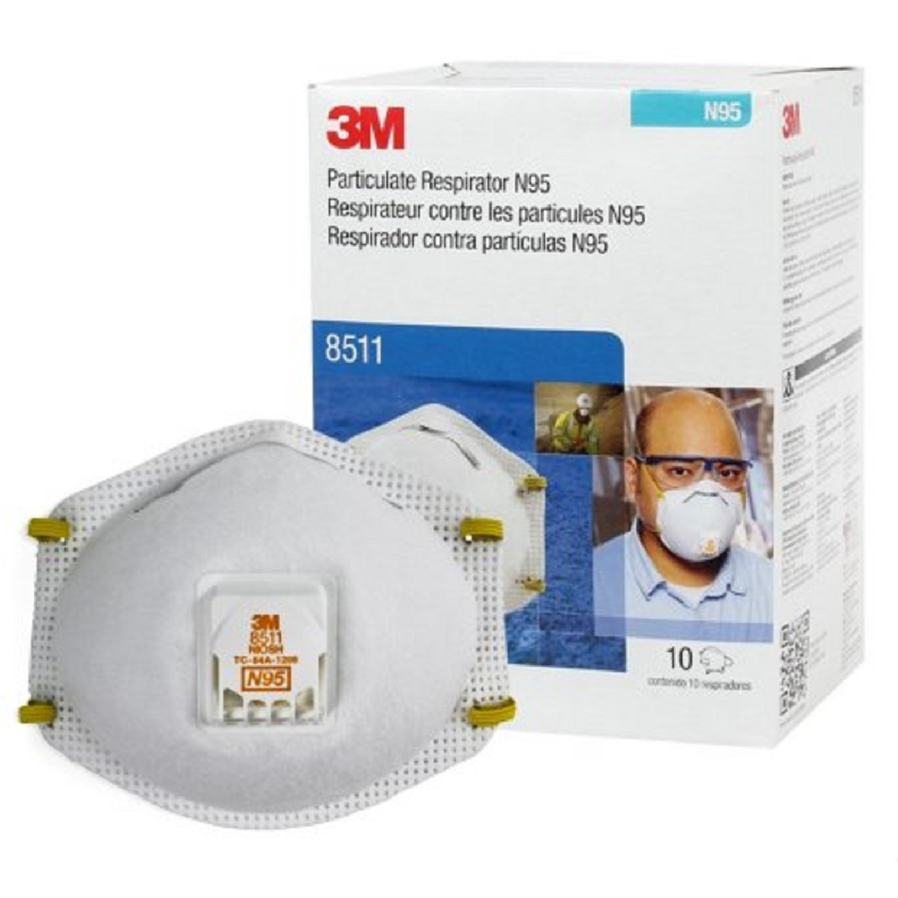 3M N95 Particulate Respirator 8511 With COOL FLOW VALVE 10PC/BOX