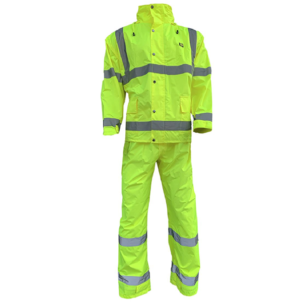 ALCONA 3000 Series RAINSUIT WITH HOOD Polyester HI-VIS Reflective