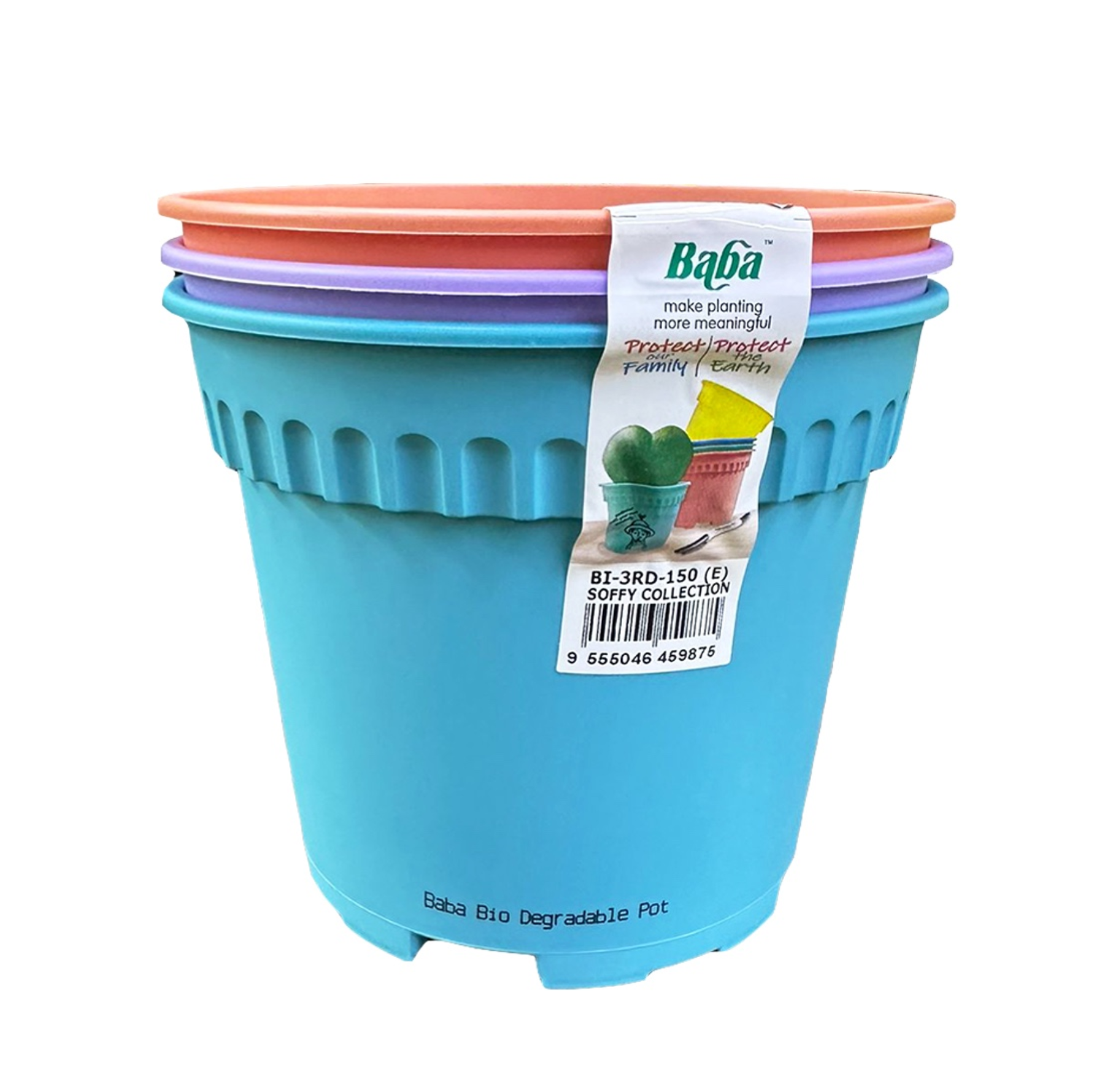 Baba 15CM SOFFY COLLECTION Pot (Mix Colours) 3PC/Pack