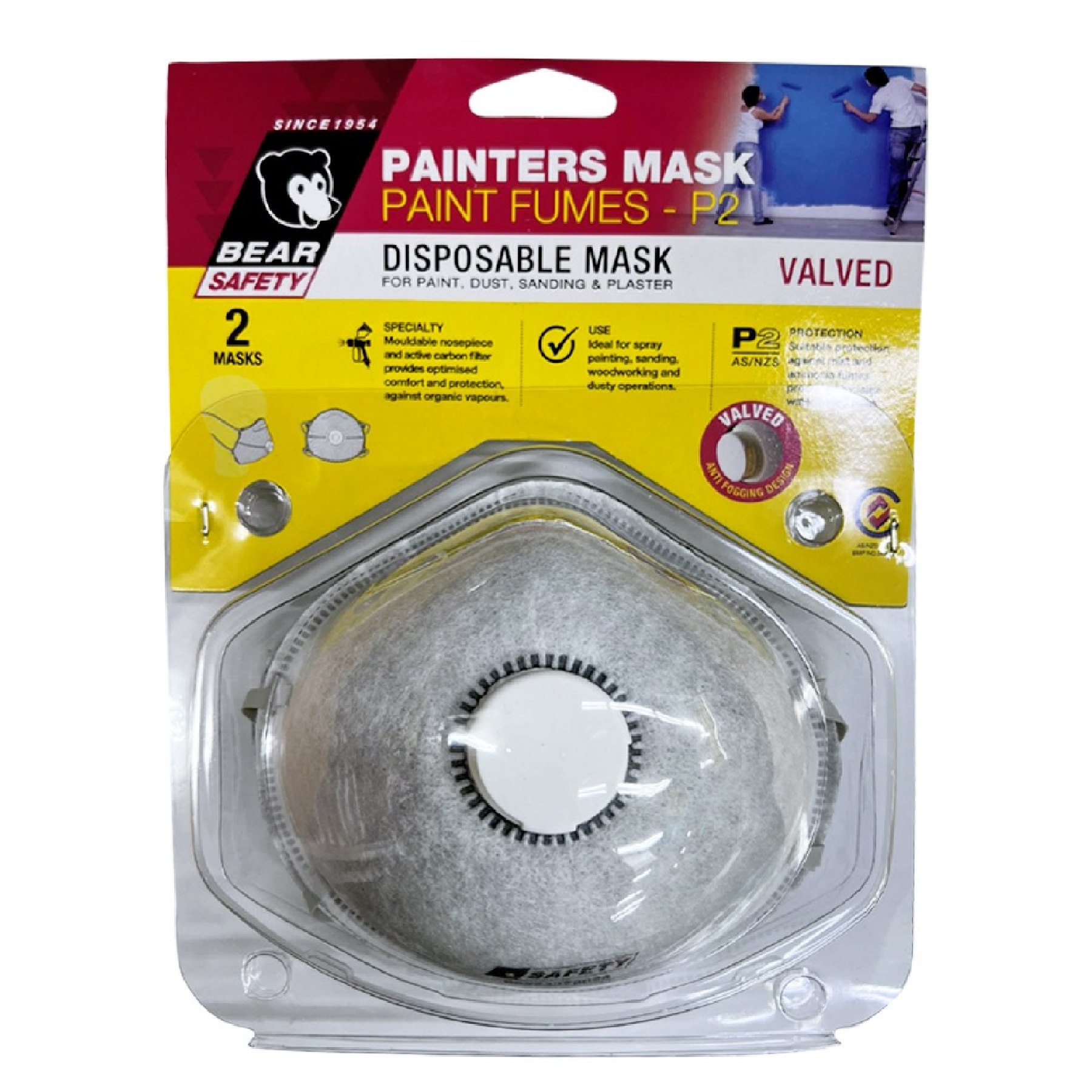 BEAR Safety LATEX MASK Disposable With Active Carbon Filter 2PC/Pack