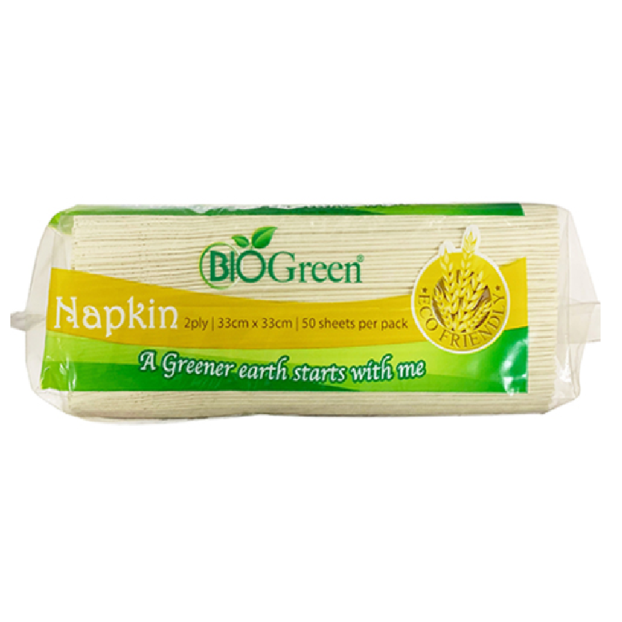 BioGreen Biodegradable NAPKIN 33CM X 330CM 2PLY 50 SHEETS/PACK