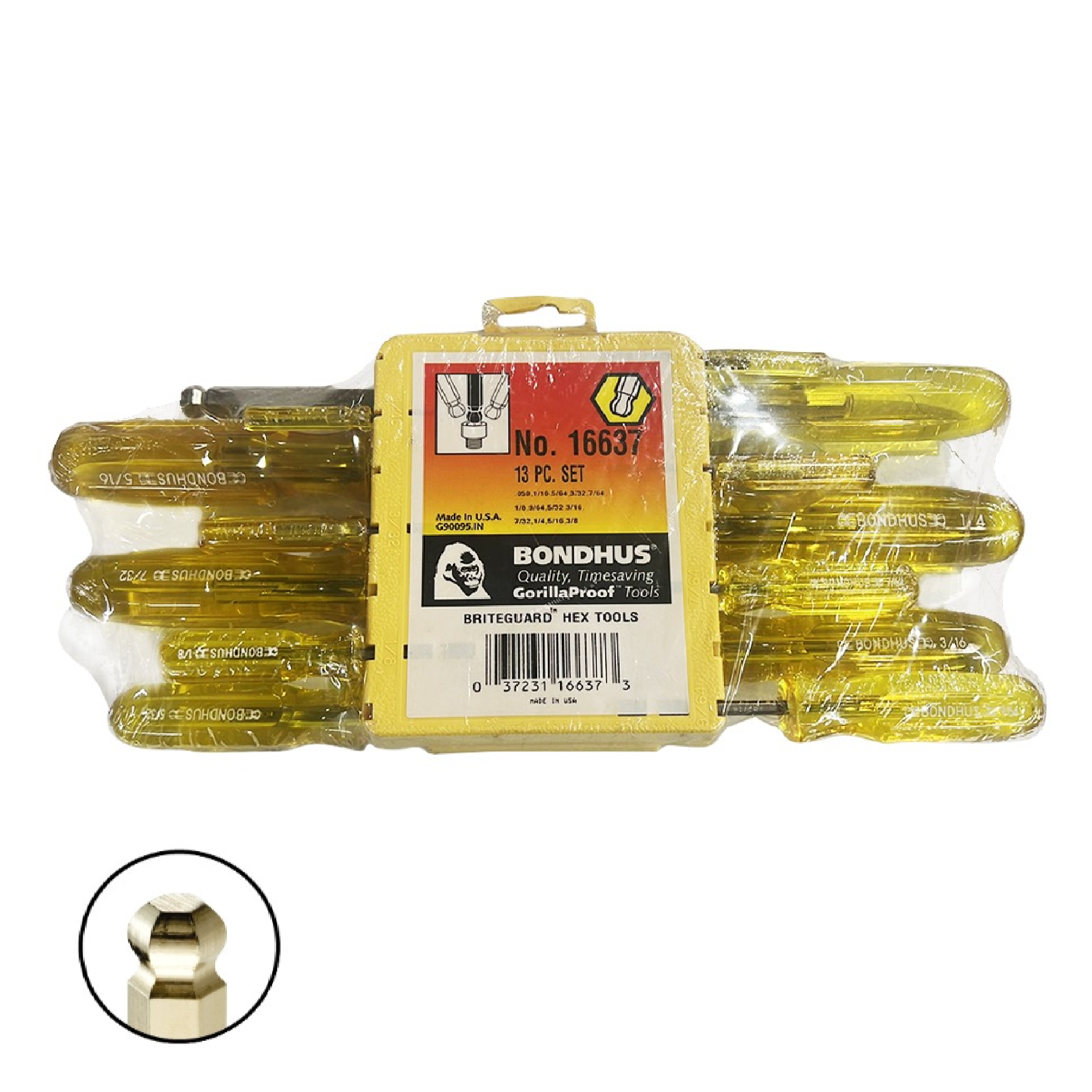 Bondhus 16637 BALL DRIVER SCREWDRIVER 13PC SET 0.05-3/8