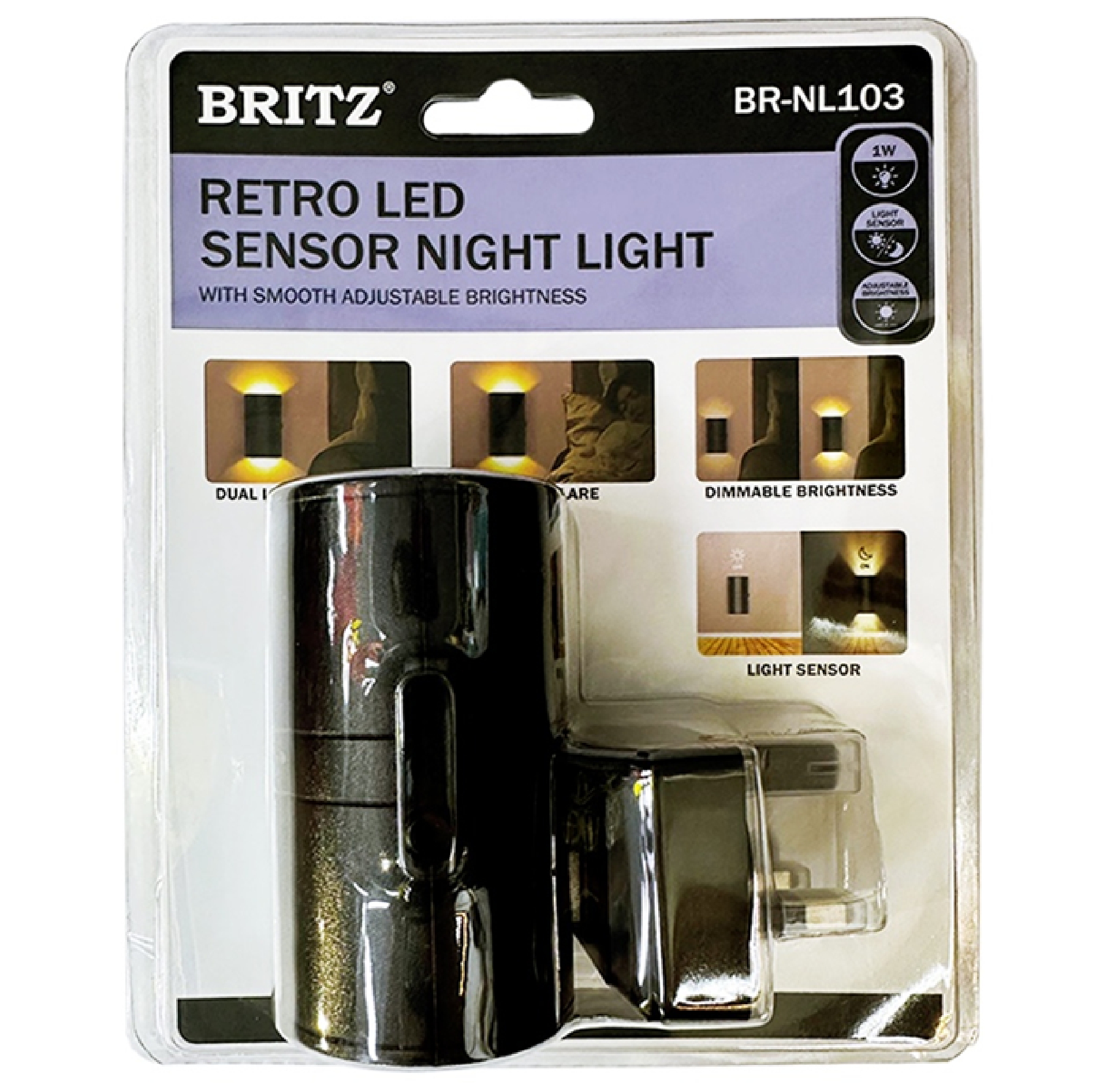 Britz LED Night Light PLUG-IN Dimmable 3000K WARMWHITE
