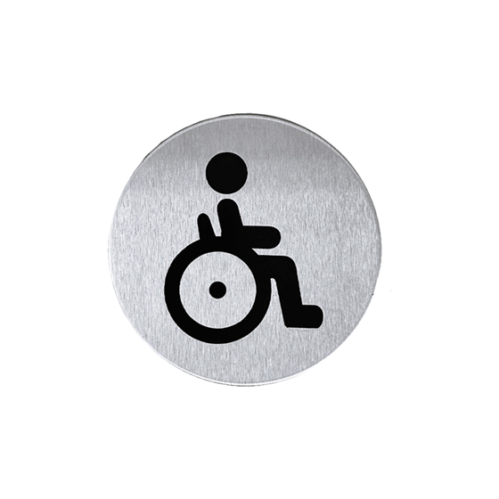 Brushed Stainless Steel 75MM WHEELCHAIR Sign SELF ADHESIVE