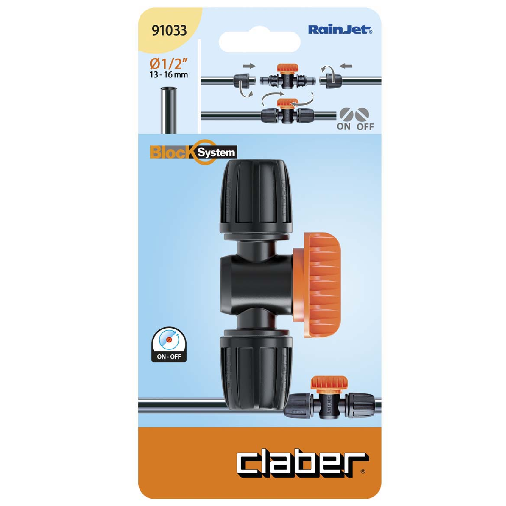 Claber PVC Coupling Valve For 13MM Flexible Hose EASY DRIP 91033