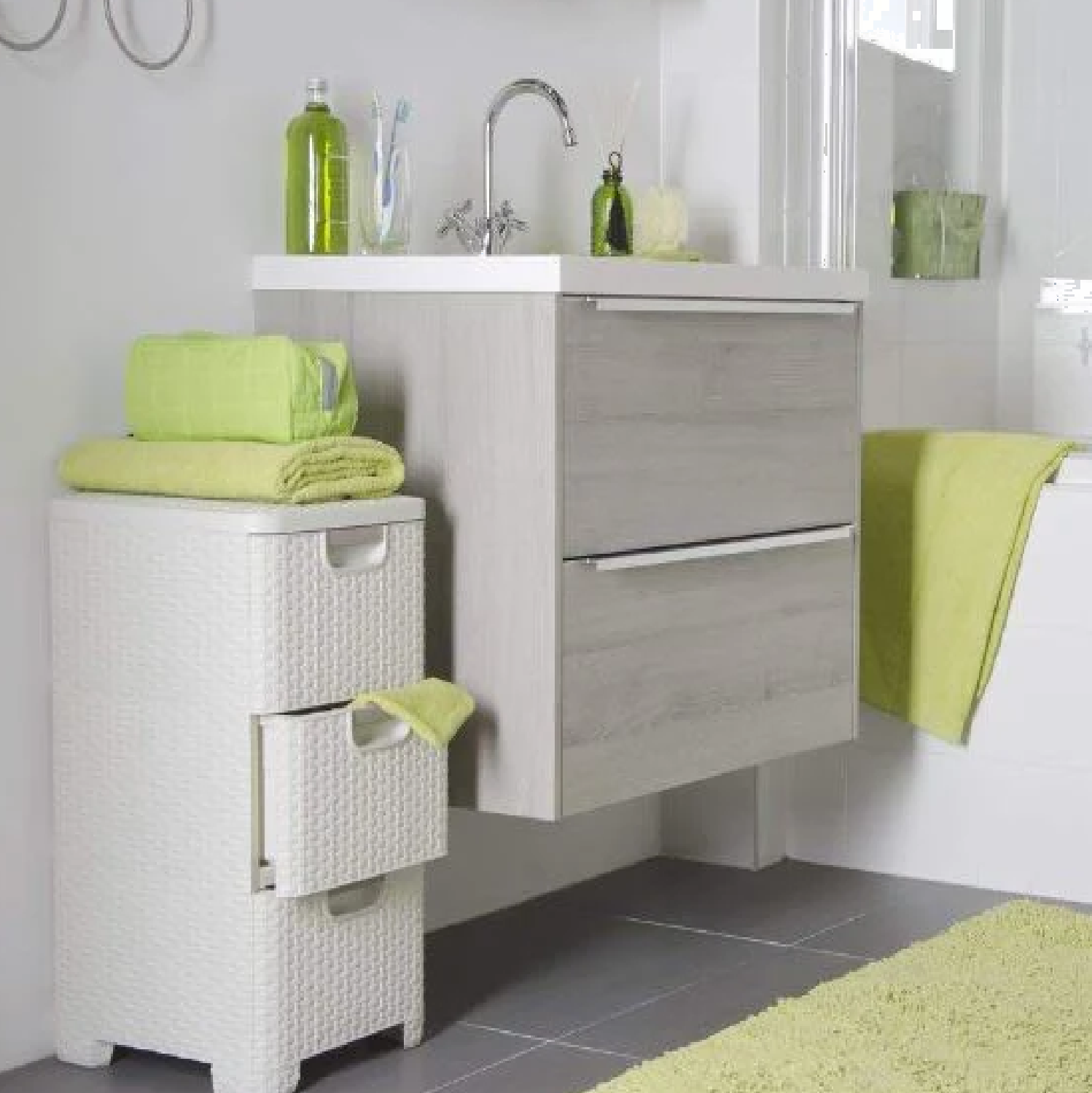 CURVER Rattan Style 3-DRAWER Cabinet OFF WHITE