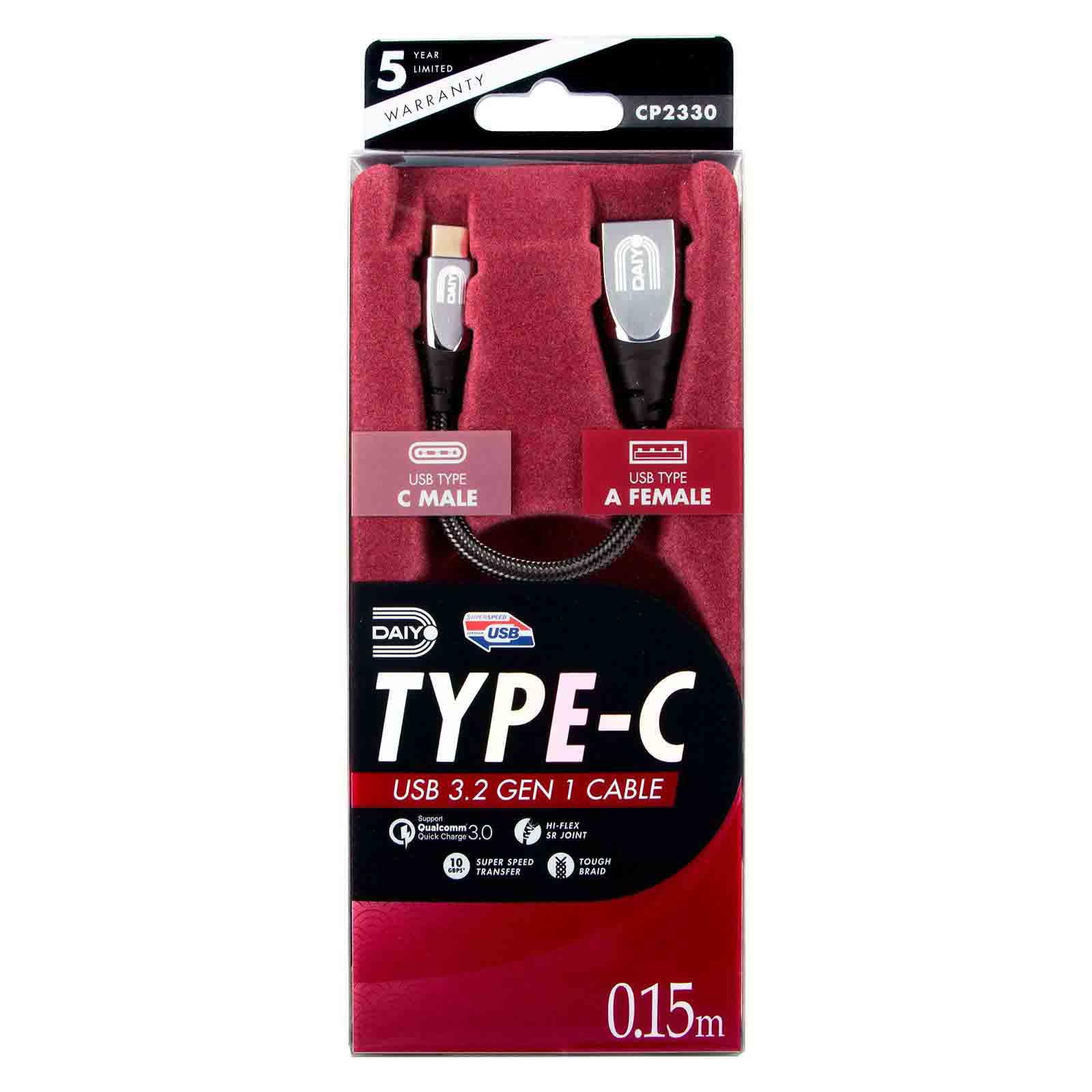 Daiyo CP2330 TYPE C USB 3.2 Gen 1 USB C Male to USB A Female 2M