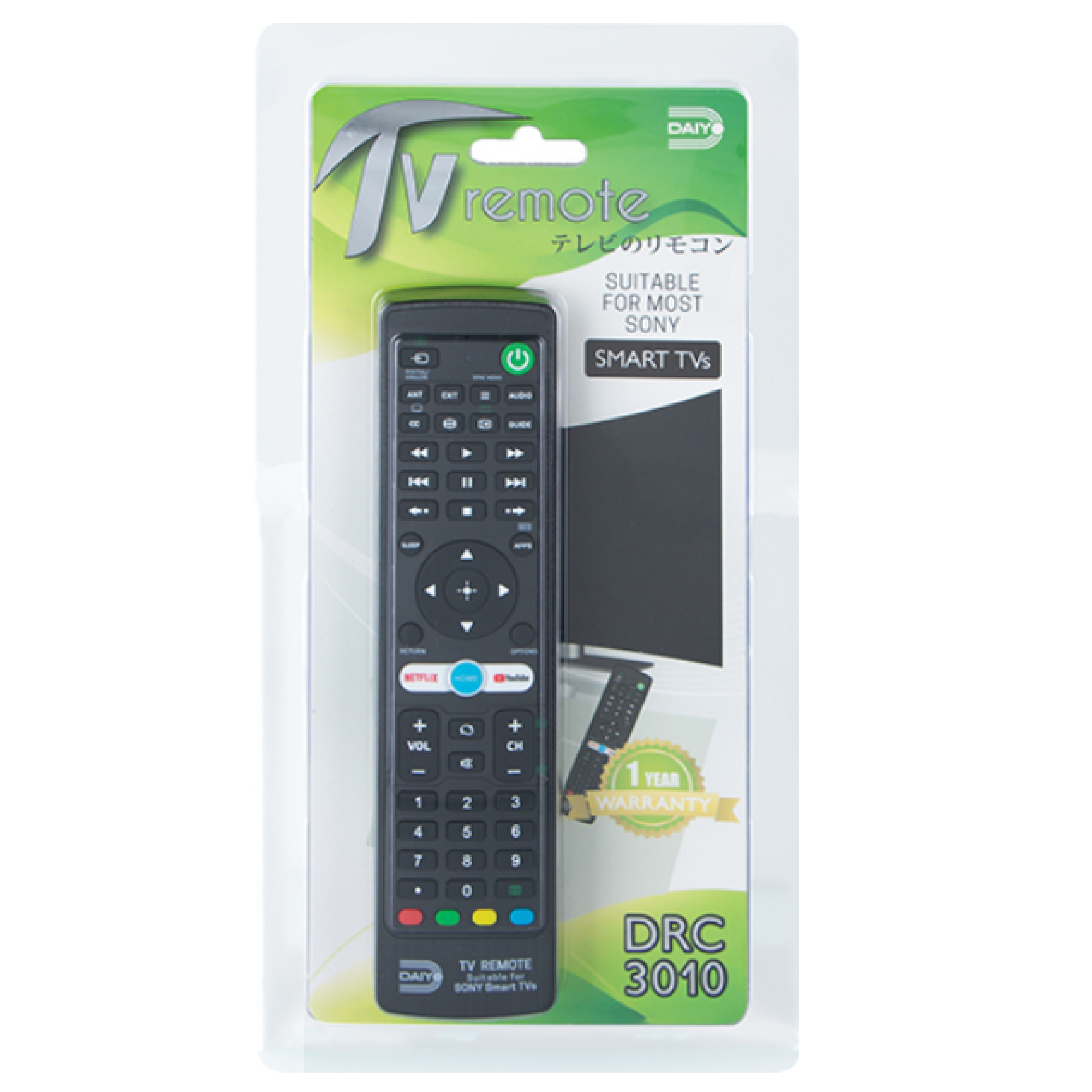 Daiyo DRC3010 Remote Control For Sony Smart TV