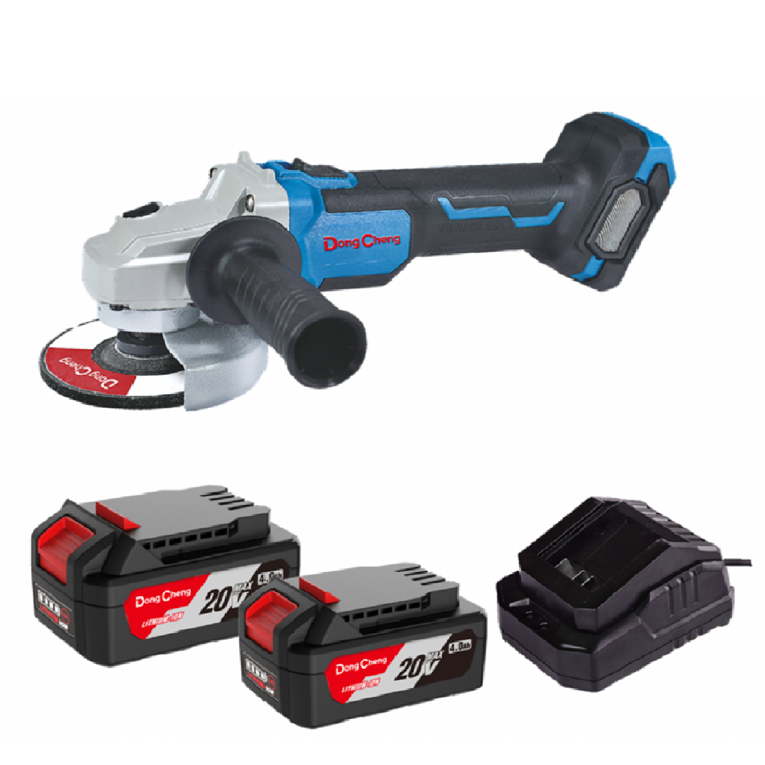 DONGCHENG 2 X 20V 4.0AH LI-ION Cordless BRUSHLESS Angle Grinder DCSM03-100