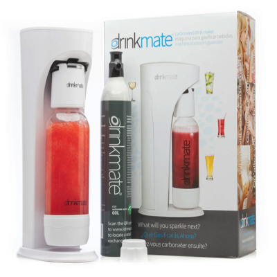DRINKMATE OmniFizz Sparkling Water & Soda Maker WHITE Comes With 1 Cylinder