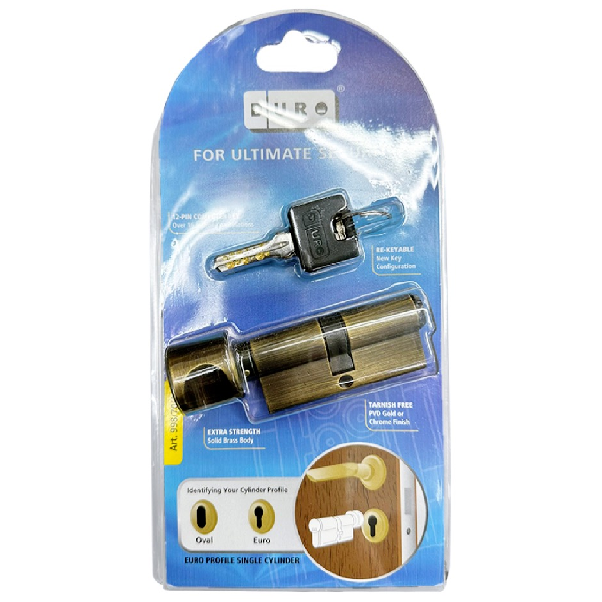 Duro Art 998/70/A Euro Profile Cylinder With Thumb Turn 70MM