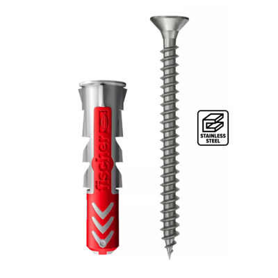 FISCHER DUOPOWER 8MM X 40MM Screw A2 Stainless Steel 2PC/PACK 535487