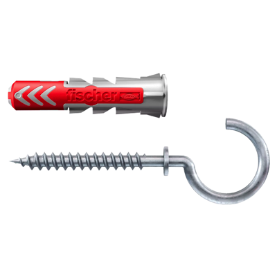 FISCHER DUOPOWER Expansion Wall Plug 6MM X 30MM With Open Round Hook 6PC/PACK 535013