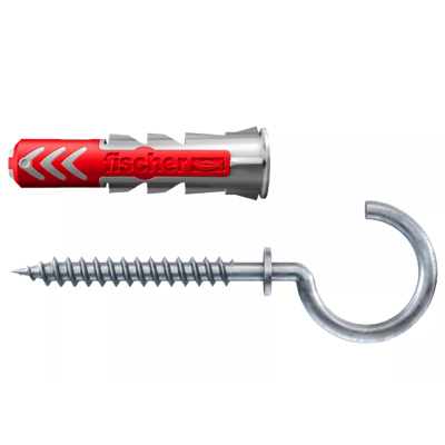 FISCHER DUOPOWER Expansion Wall Plug 8MM X 40MM With Open Round Hook 4PC/PACK 535003