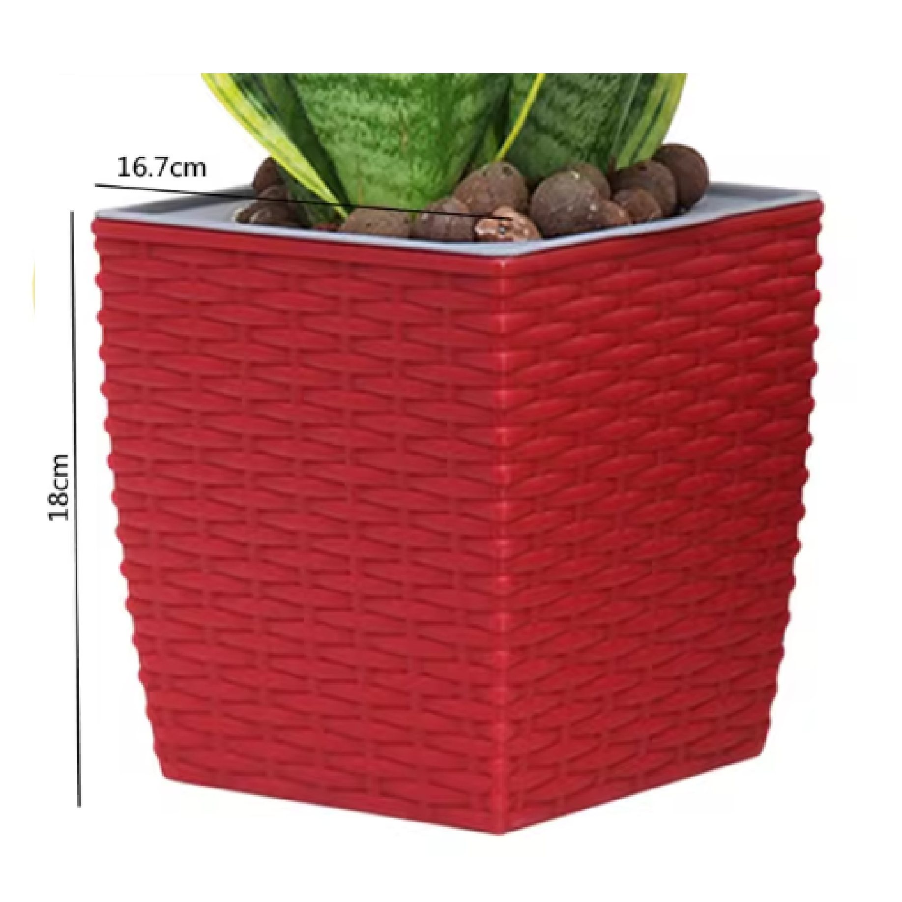 Green Hands RATTAN SELF-WATERING Square Plastic Pot HYDROPONICS