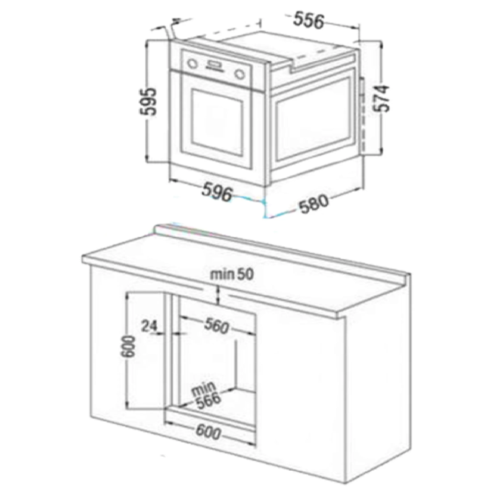 Hafele 60L HYDROCLEAN BUILT-IN OVEN With Self Clean Aquatic System 536.07.490