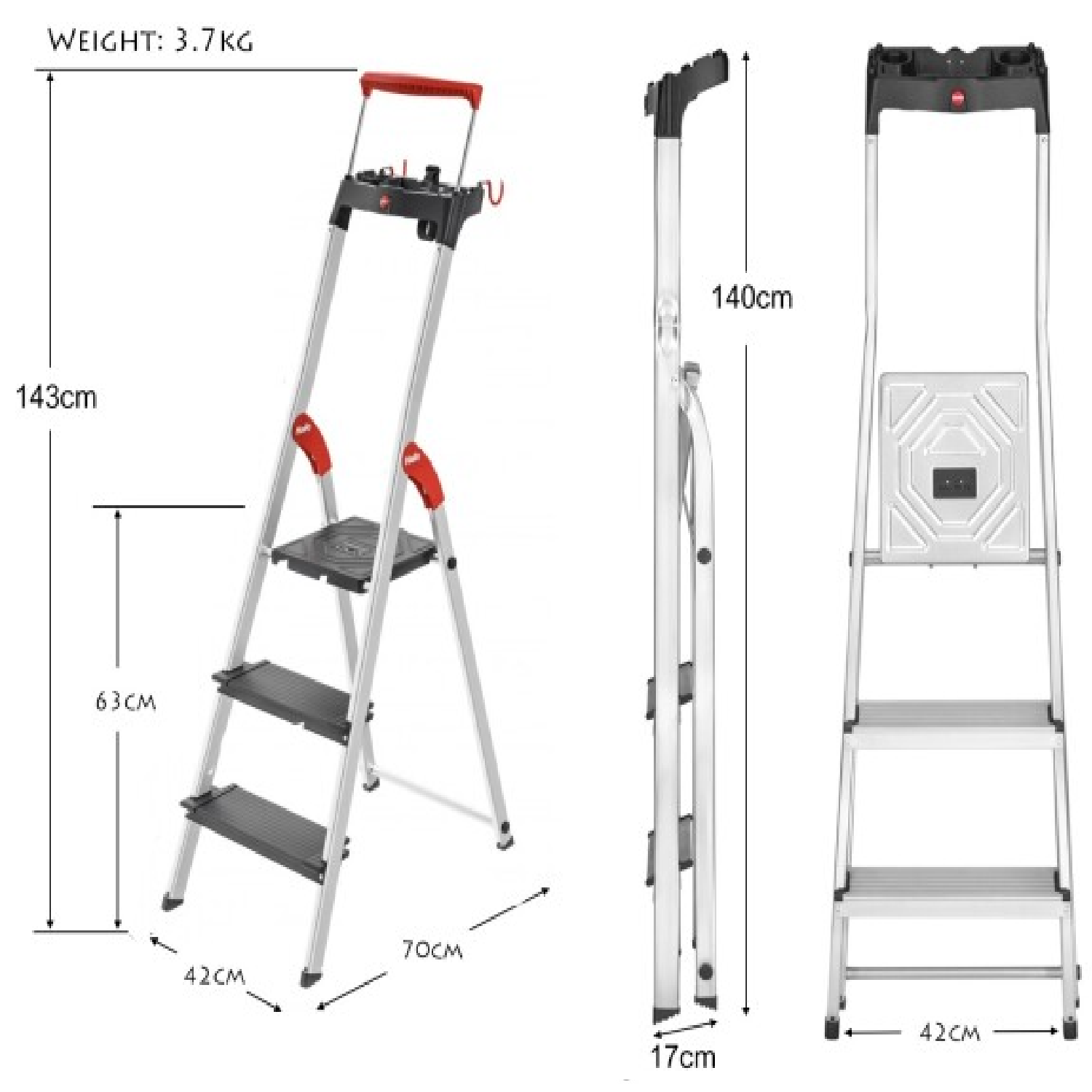 HAILO L100 TOPLINE Safety Ladder 3 STEPS