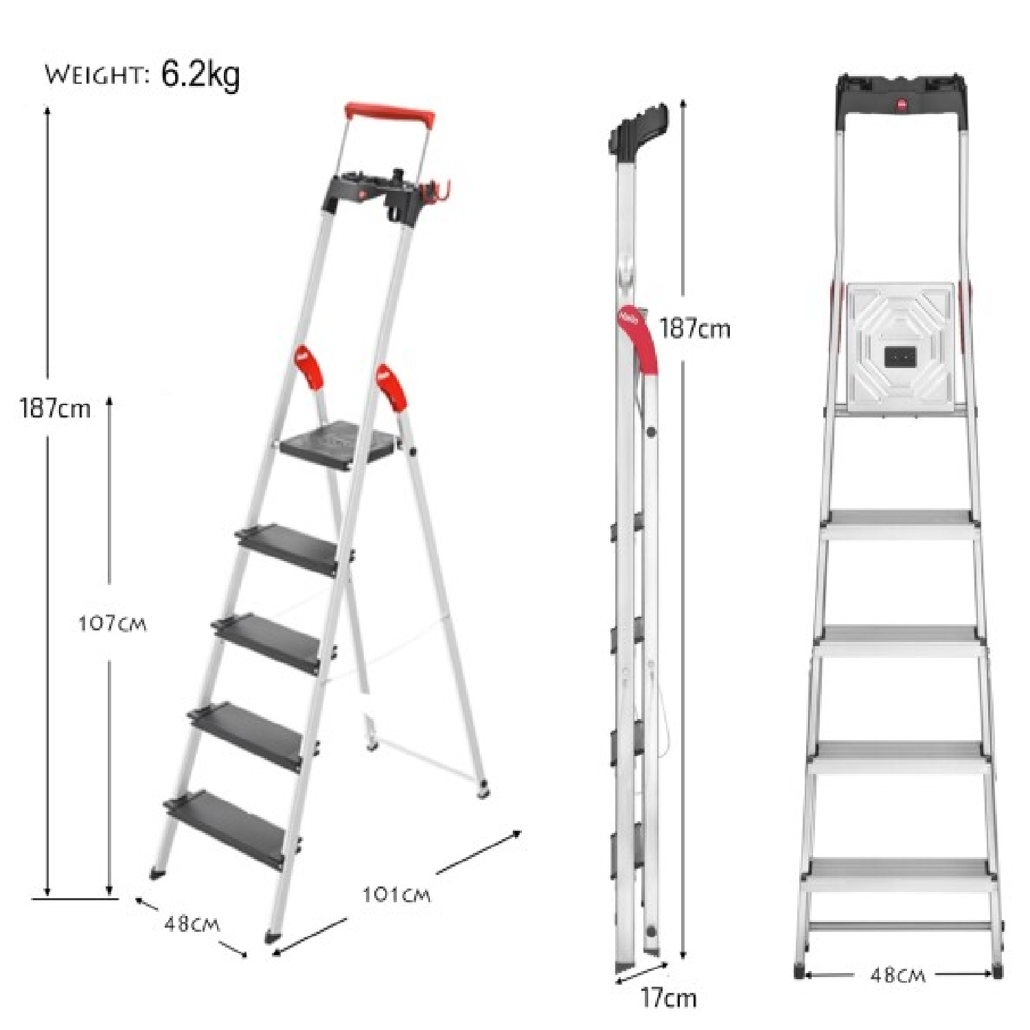HAILO L100 TOPLINE Safety Ladder 5 STEPS