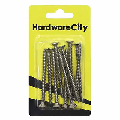 HardwareCity 10 X 63MM (2-1/2) Stainless Steel CSK Self Tapping Screws, 10PC/Pack