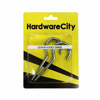 HardwareCity 30MM Galvanized Cup Long Screw Hook, 2PC/Pack