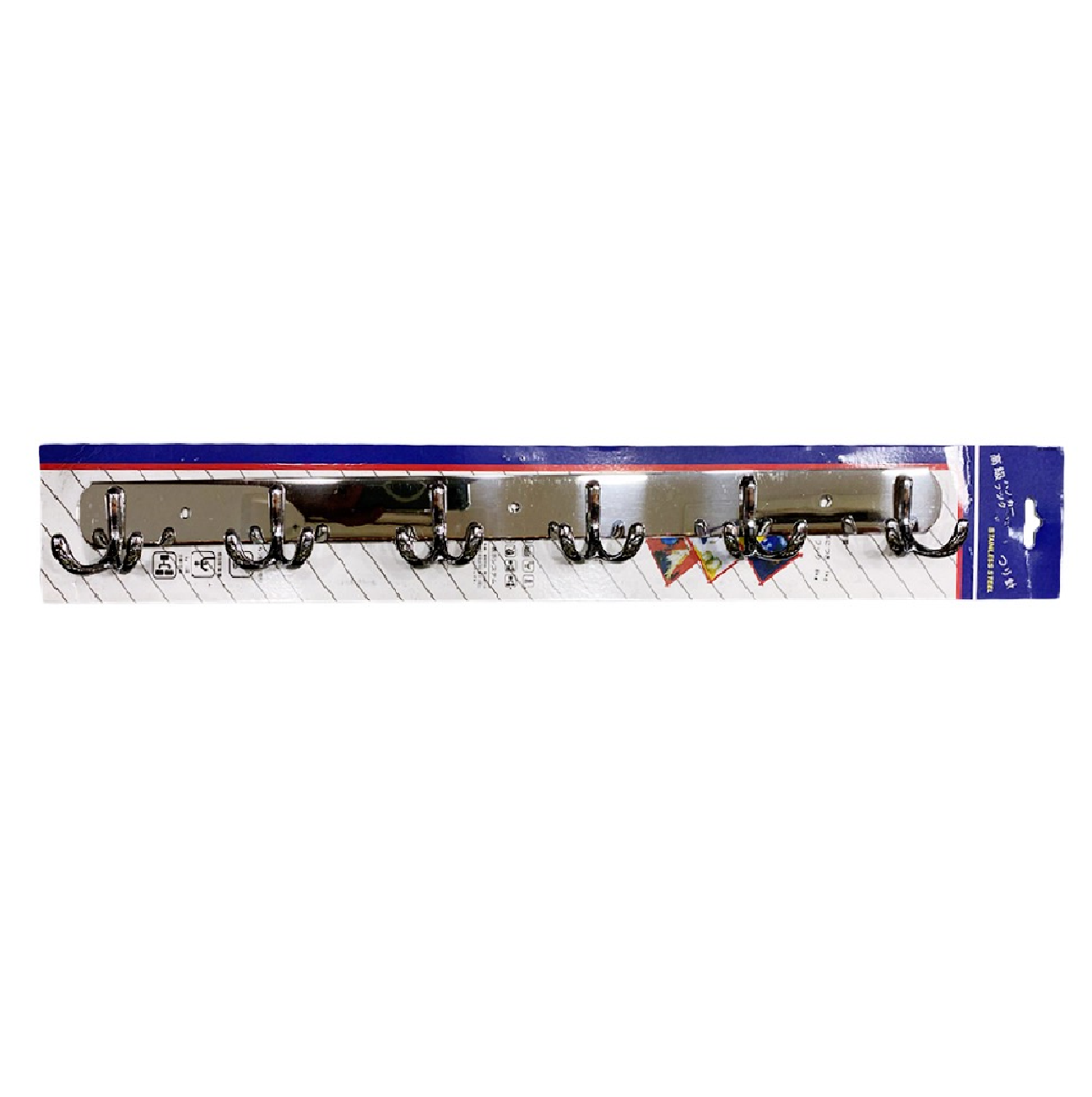 HardwareCity 6 Hooks Stainless Steel Coat Clothes Hook Wall & Door Mounted Rack Chrome