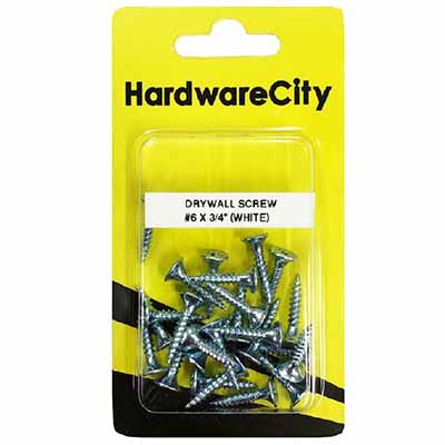 HardwareCity 6 X 3/4 Zinc Dry Wall Screws, 20PC/Pack