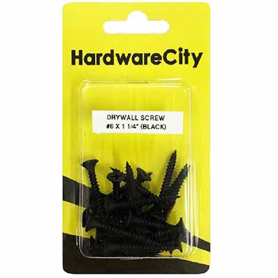 HardwareCity 6 X 32MM (1-1/4) Black Dry Wall Screws, 20PC/Pack