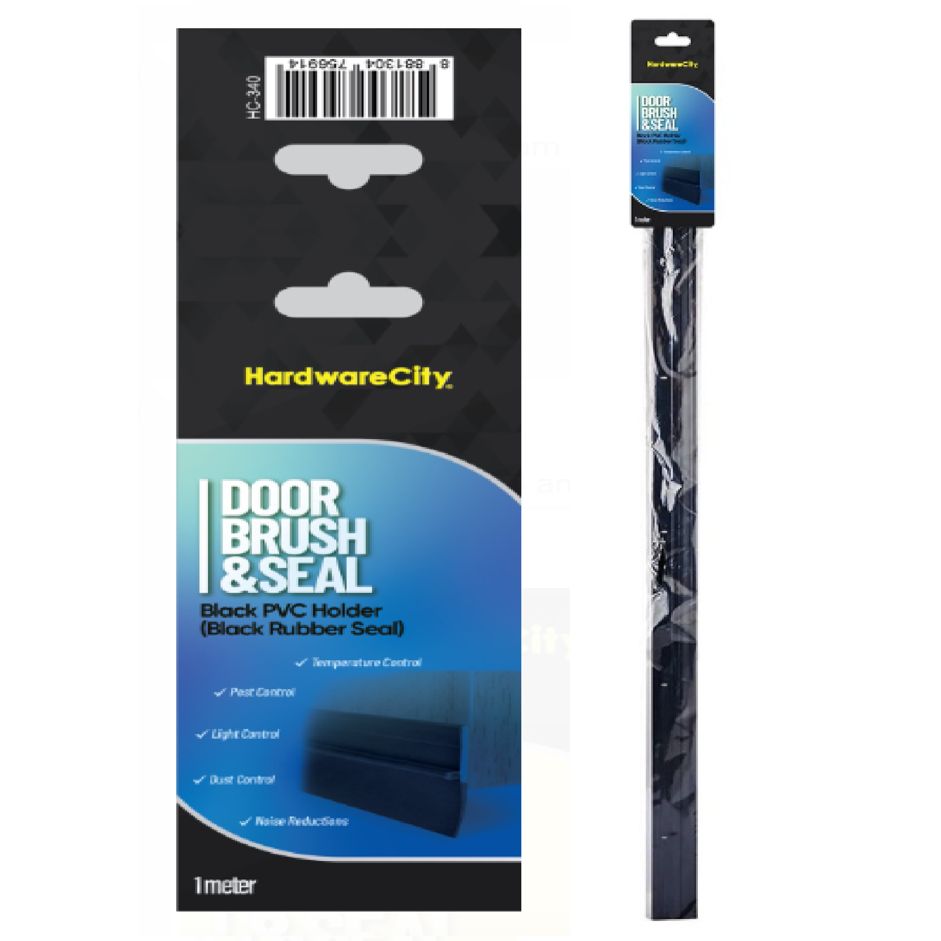 HardwareCity Door SEAL BLACK PVC FRAME BLACK RUBBER 100CM
