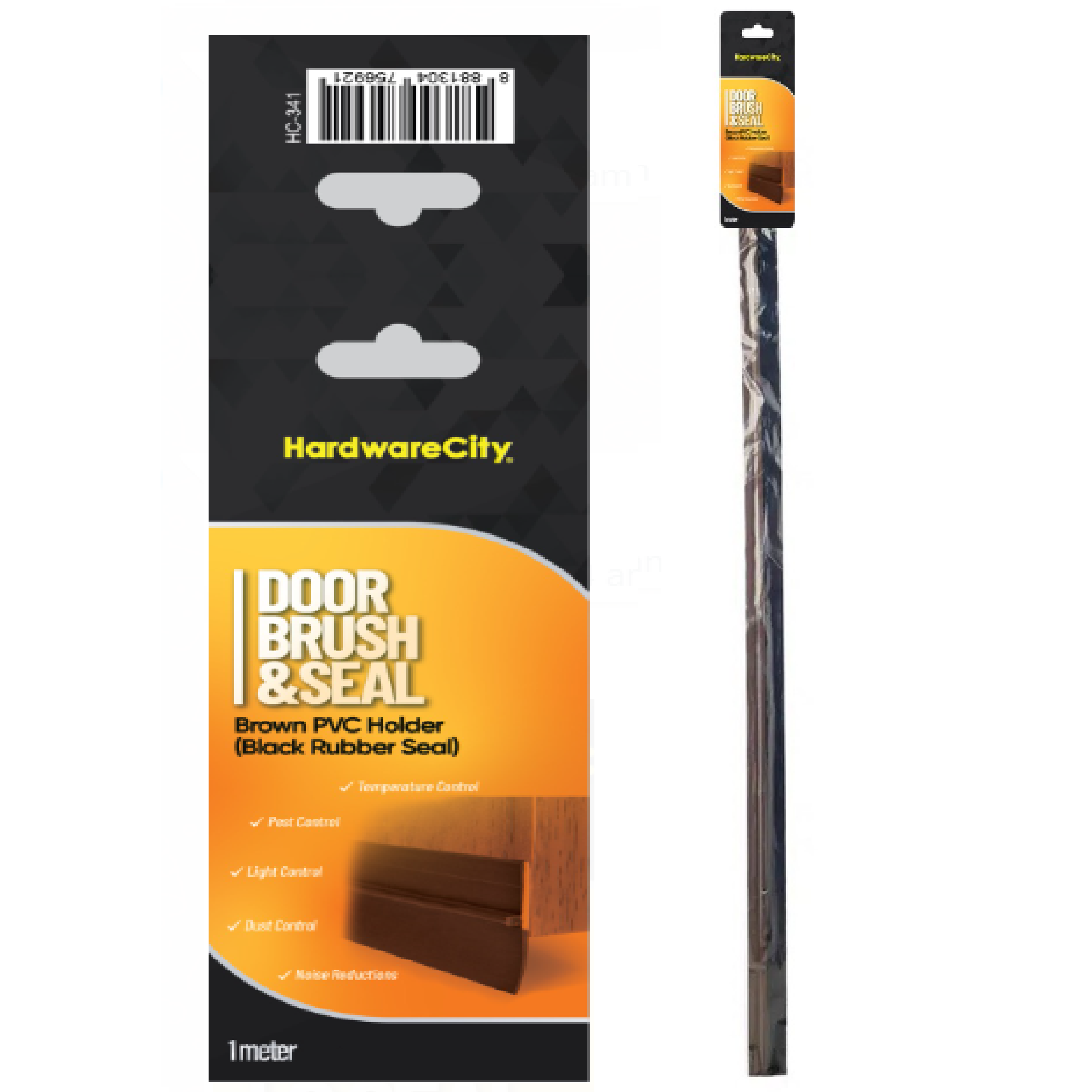 HardwareCity Door SEAL BROWN PVC FRAME BLACK RUBBER 100CM