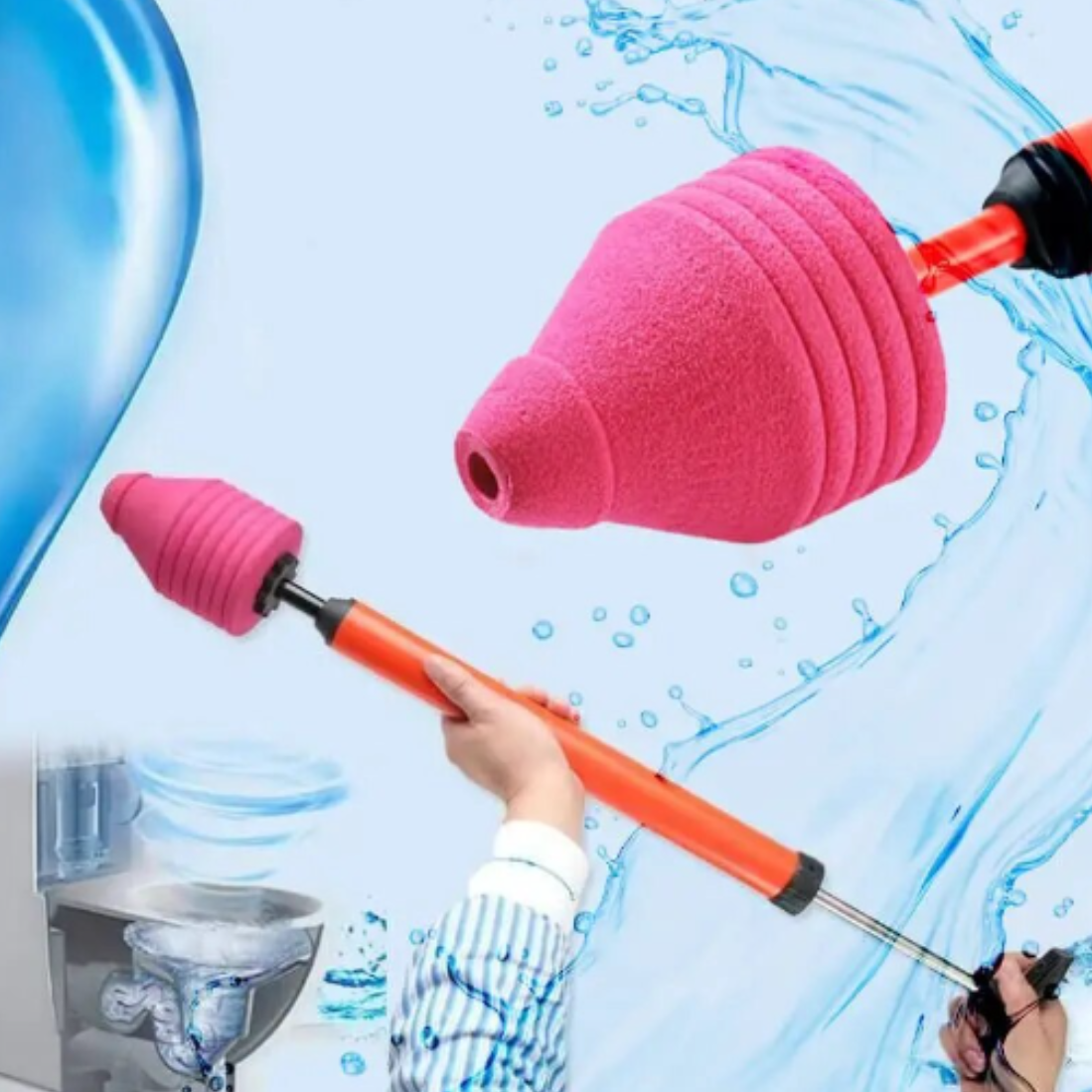 HardwareCity High Pressure ANTI-CLOG Hand Pump TOILET PLUNGER