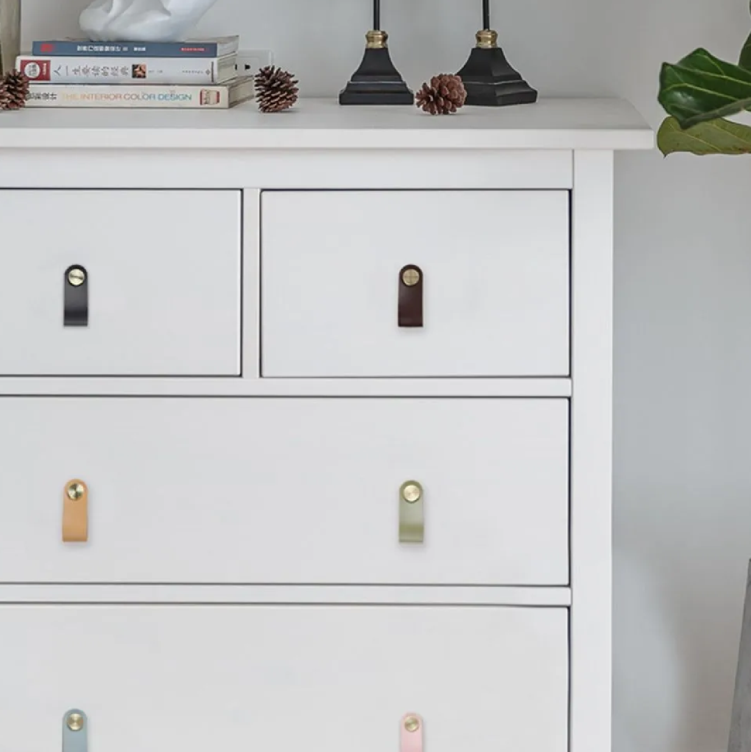 HardwareCity LEATHER Pull Handle For Cabinets 65MM Single Hole NORDIC DESIGN