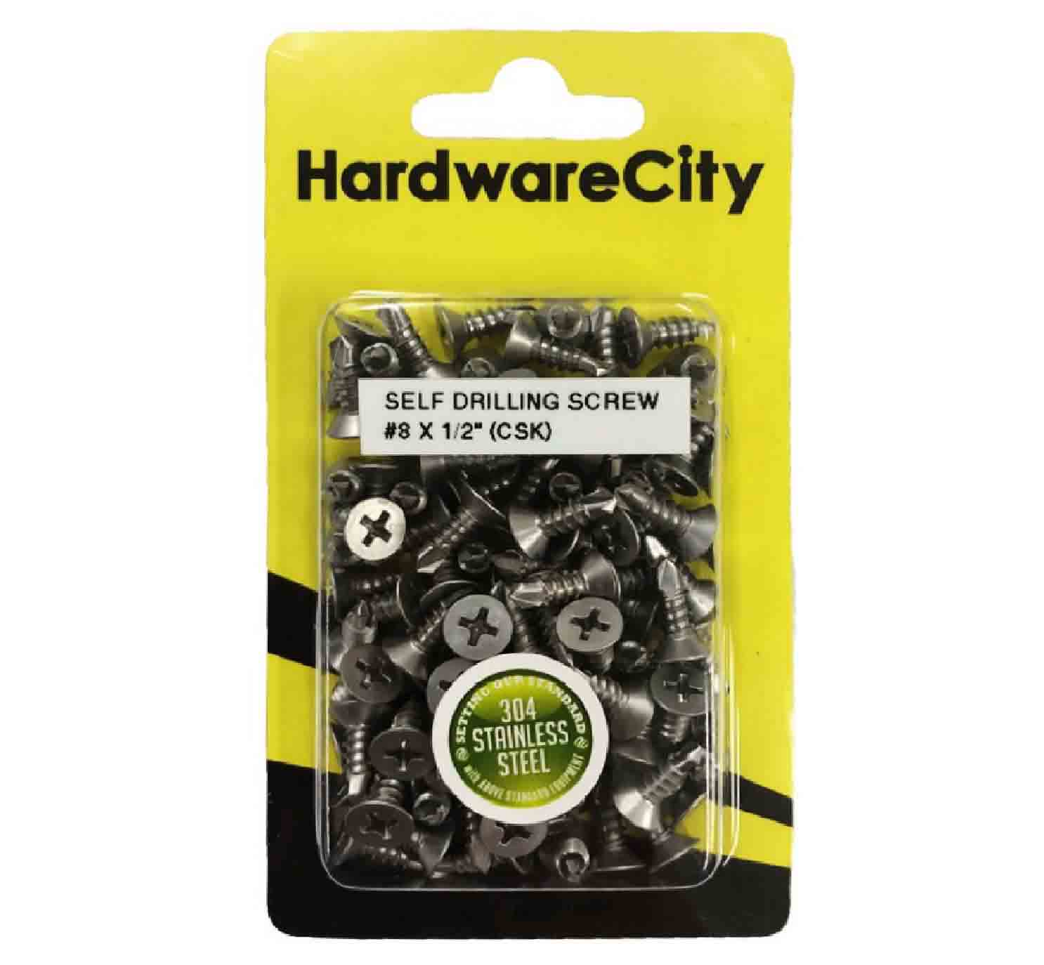 HardwareCity Stainless Steel CSK Self Drilling Screws 8 X 1/2, 100PC/Pack