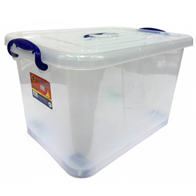 HOUSEWARE 45L PLASTIC STORAGE BOX With Latch Lid & Wheels