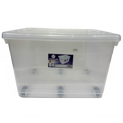 HOUSEWARE 65L PLASTIC STORAGE BOX With Latch Lid & Wheels