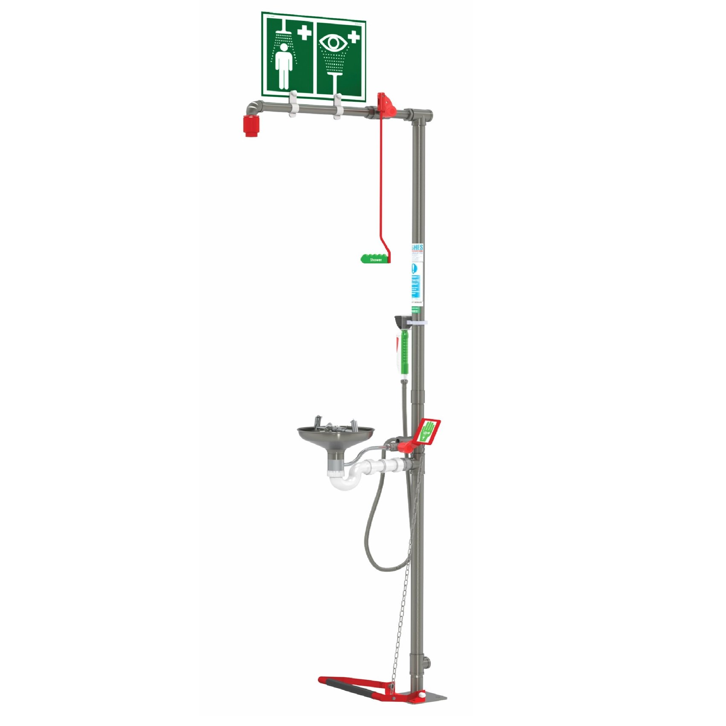 HUGHES Indoor Emergency Combination Safety Shower With Eye & Face Wash