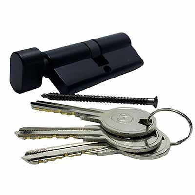 HWC SATIN BLACK Euro Profile Cylinder 70MM With OVAL THUMBTURN