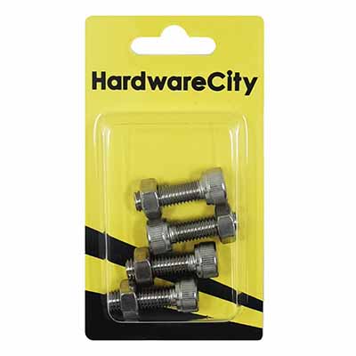 HWC SS316 Marine Fasteners, M8 X 25 Allen Cap Screws And Nut, 4PC/Pack