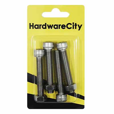HWC SS316 Marine Fasteners, M8 X 50 Allen Cap Screws And Nut, 4PC/Pack