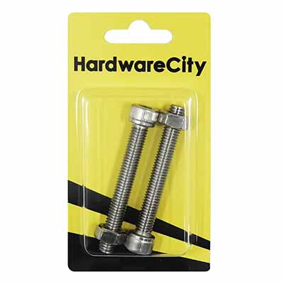 HWC SS316 Marine Fasteners, M8 X 60 Allen Cap Screws And Nut, 2PC/Pack