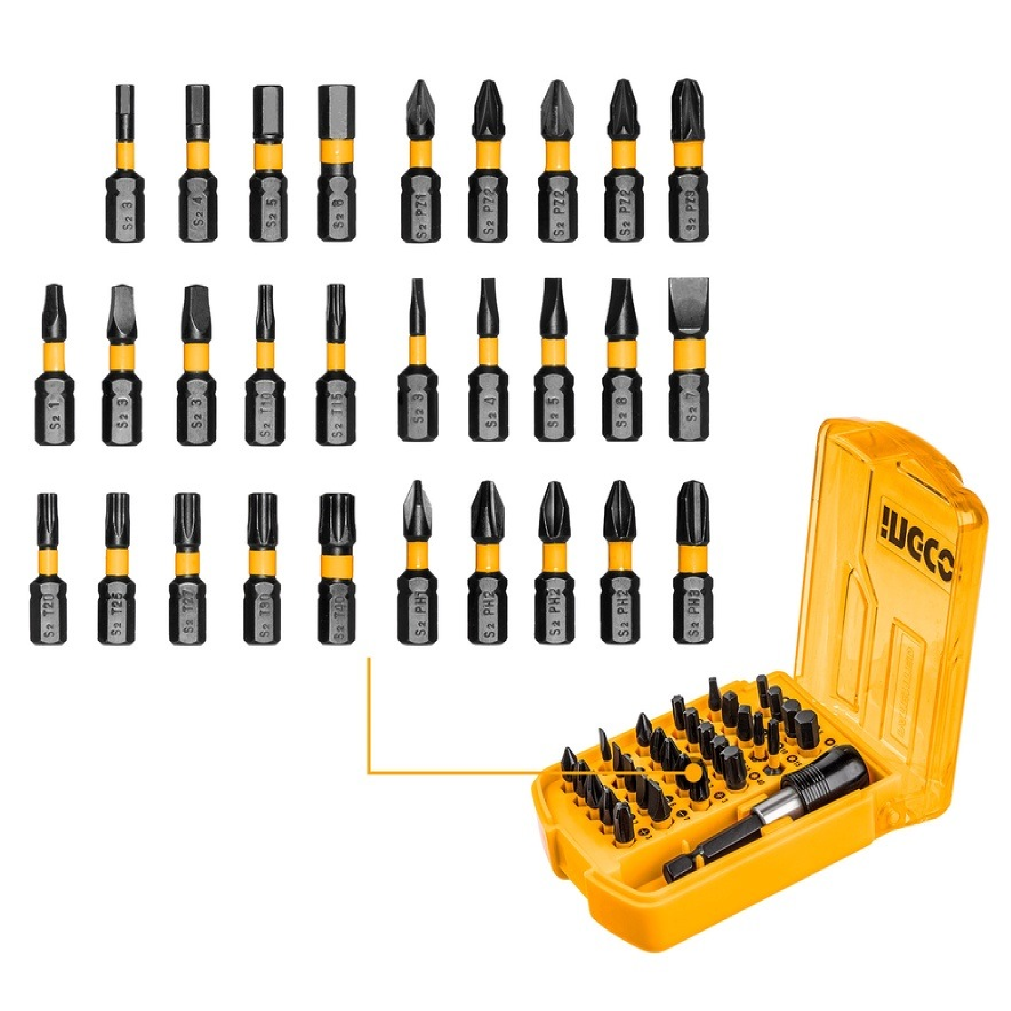 INGCO 25MM IMPACT Insert Driver Bit 30PC/SET AKSD68303