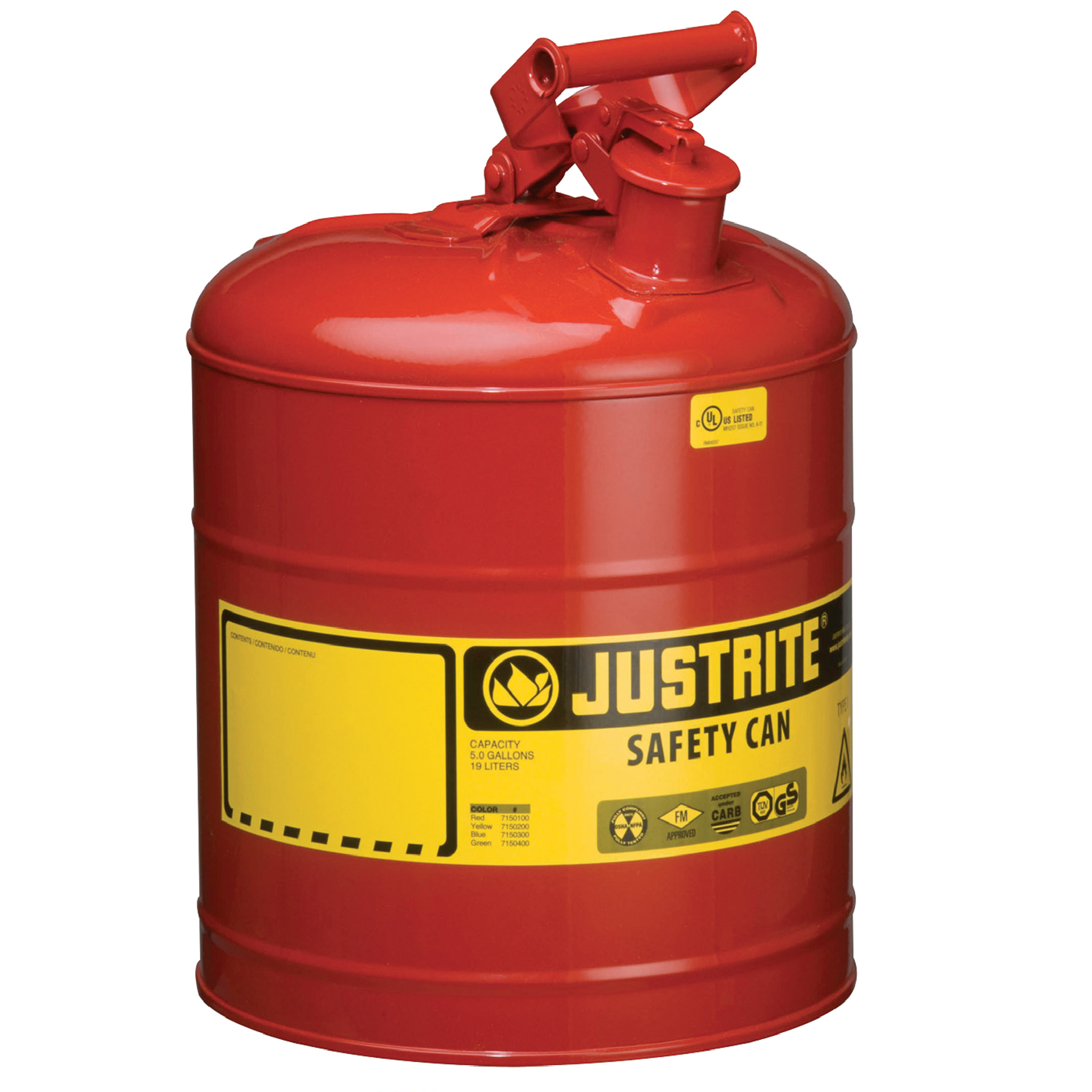 JUSTRITE 7150100 Galvanized Steel (Type I) Safety Red Can 5 GALLONS