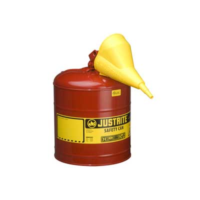 JUSTRITE NEW 7150110, 5 GALLONS Safety Can With Funnel (Red For Flammable Liquids)