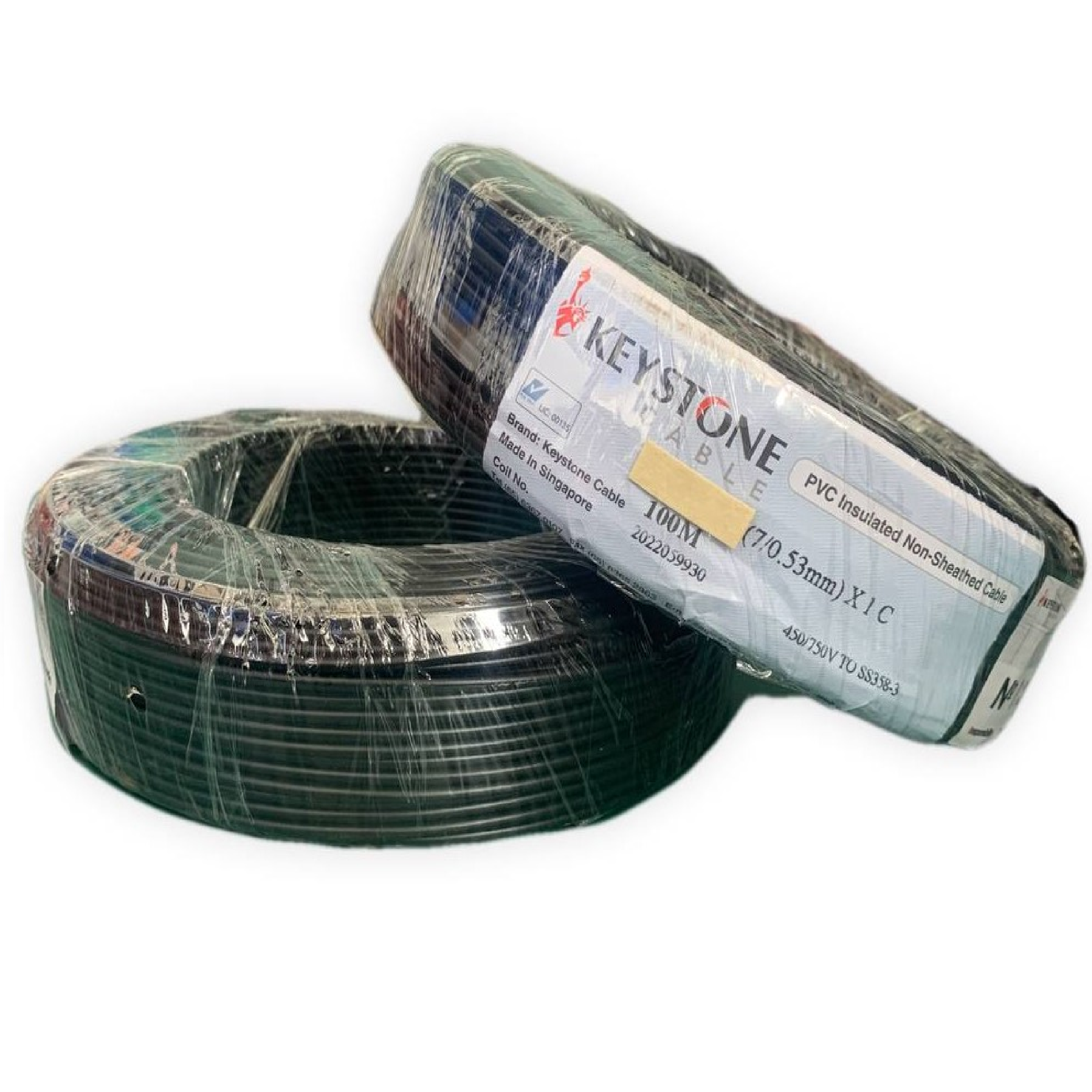 KEYSTONE BLACK PVC Insulated Non-Sheathed Cable 6.0mm2 450/750V X 100Metres