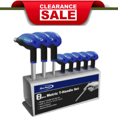 LIMITED SETS LEFT BluePoint BLWBS8, 8PC T-Wrench Ball End Hex Key Set (Metric, MM)