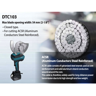 Makita 18V LXT 54MM Cable Cutter Closed Type DTC103ZK BARE UNIT