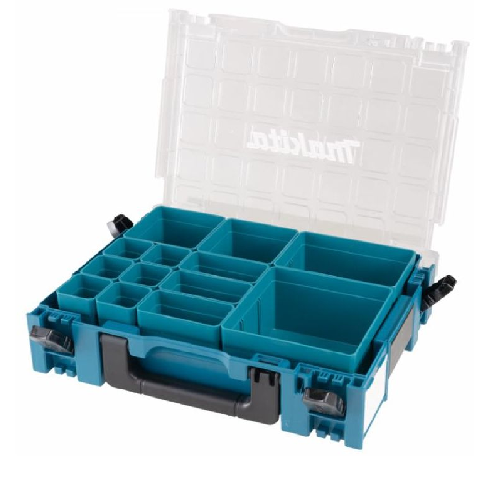 Makita 191X80-2 MAKPAC Clear Lid Stackable Organizer Case PLUS 13 Box Inserts