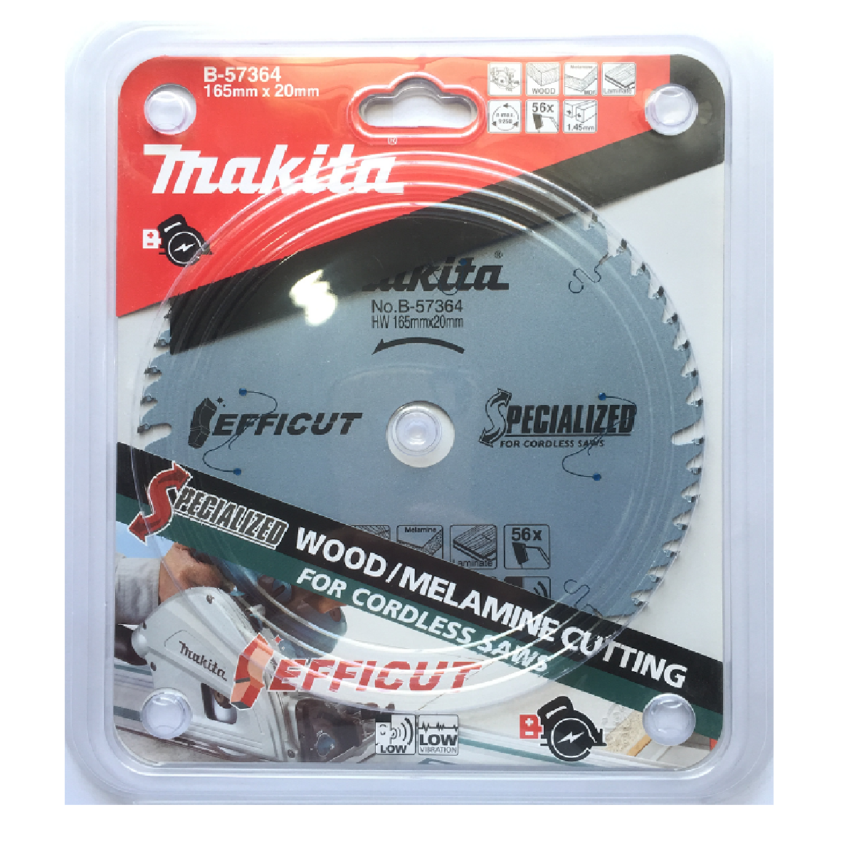 Makita B-57364 TCT Blade 165MM X 56T Wood & Laminate EFFICUT