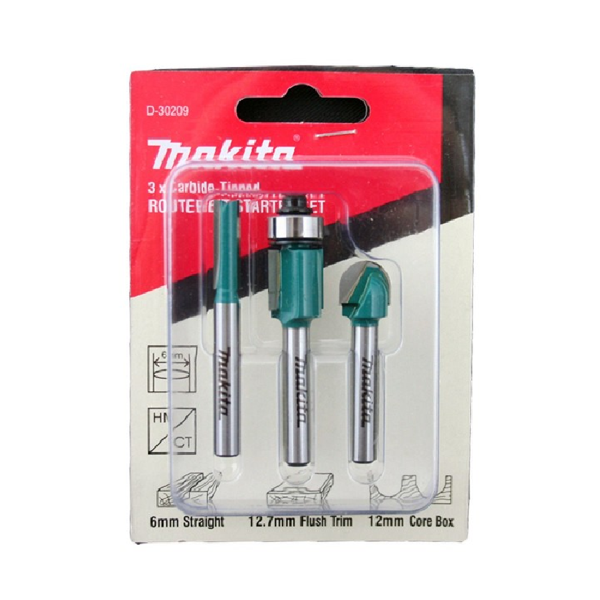 Makita D-30209 ROUTER Bits Starter Set 3PC/Set